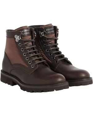 Brunello Cucinelli Lace-Up Leather Boots - Brown