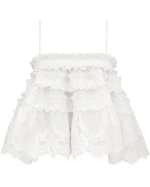 Zimmermann Alchemy Shirred Lace Bandeau Top - White