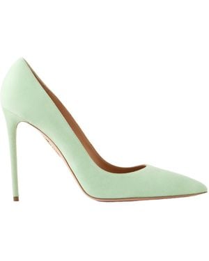 Aquazzura Purist 105 Suede Court Shoes - Green