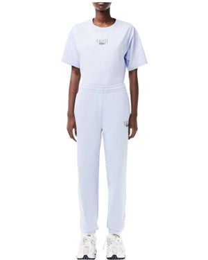 Lacoste Cuffed Knit Sweatpants - Blue