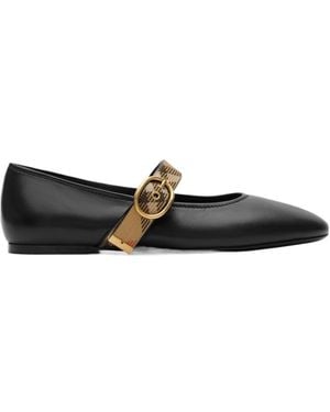 Burberry Checked Strap Robin Ballerinas - Black