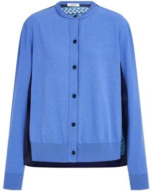 Ferragamo Feather Show Print Crew-Neck Cardigan - Blue