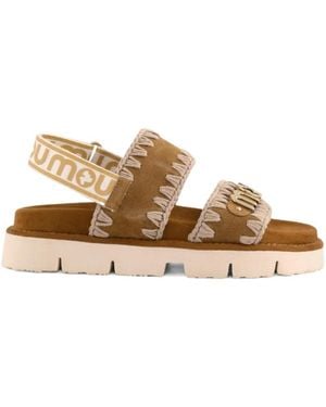 Mou Bio Logo Strap Platform Sandals - Brown