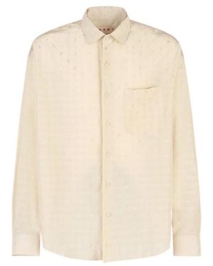 Marni Geometric Jacquard Motif Oversized Shirt - Natural