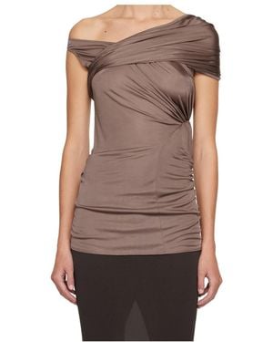 Rick Owens Pleated Design Top - Brown