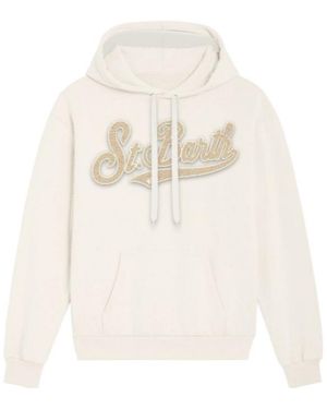 MC2 Saint Barth Logo Detailed Drawstring Hoodie - White