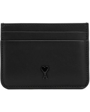 Ami Paris Ami De Coeur Leather Cardholder - Black