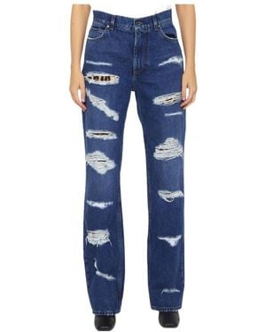 Dolce & Gabbana Distressed Wide-Leg Jeans - Blue