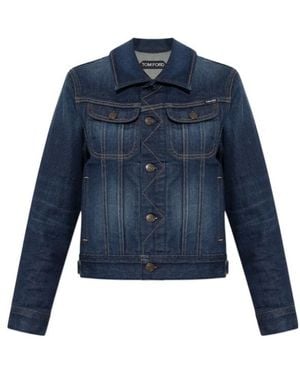 Tom Ford Contrast Stitch Denim Jacket - Blue