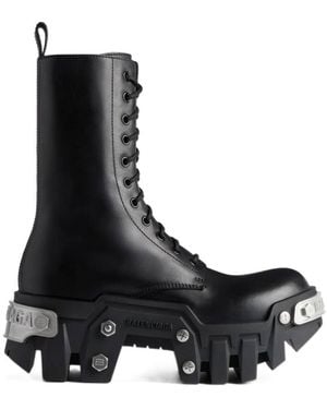 Balenciaga Bulldozer Round Toe Platform Boots - Black