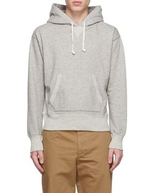 RRL Logo Drawstring Hood Hoodie - Gray