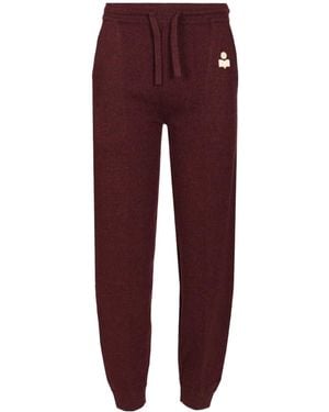 Isabel Marant Embroidered Logo Drawstring Track Trousers - Purple