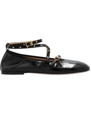 Wandler June Buckle Detailed Round Toe Ballet Flats - Black