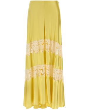 Alberta Ferretti Lace Insert Skirt - Yellow