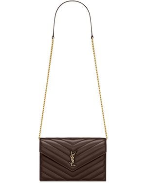 Saint Laurent Cassandre Envelope Chain Wallet - White