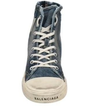 Balenciaga High-Top Denim Skate Shoes - Blue