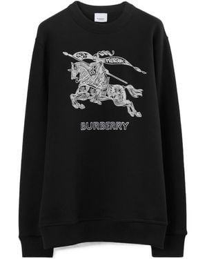 Burberry Logo Embroidered Crewneck Sweatshirt - Black