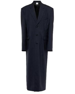 Vetements Oversized Pinstriped Wool Coat - Blue