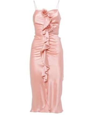 Rodarte Ruched Silk Crêpe Midi Dress - Pink