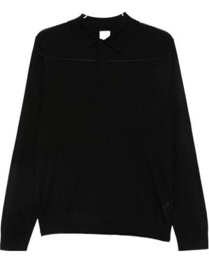 Paul Smith Signature Stripe Long Sleeve Polo Shirt - Black