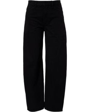 Nili Lotan Tribeca Cotton Twill Barrel-Leg Trousers - Black
