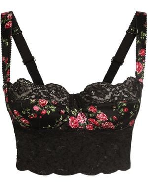 Dolce & Gabbana Lace Floral Underwired Bra - Black