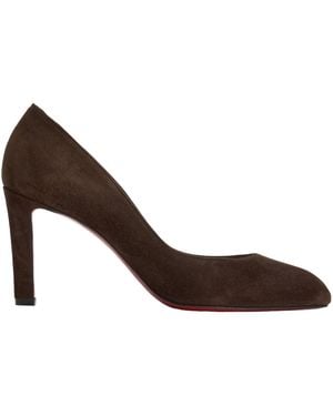 Christian Louboutin Suede Slipon Court Shoes - Brown