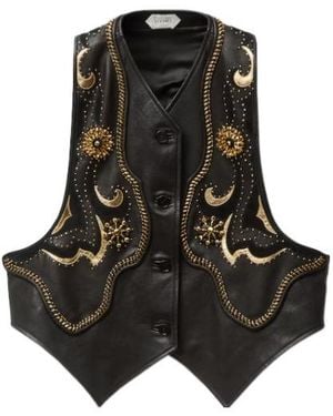 Versace Beaded Embellished Button-Up Waistcoat - Black