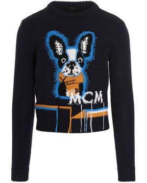 MCM Round Neck Long-Sleeved Jumper - Blue