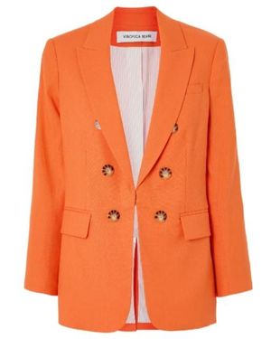 Veronica Beard Bexley Linen-Blend Blazer - Orange