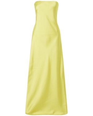 Norma Kamali Bias Strapless Satin Gown - Yellow