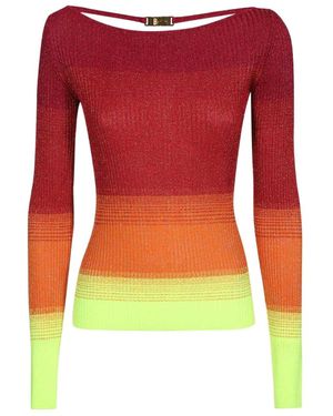 Gcds Boat Neck Ribbed-Knit Jumper - Red