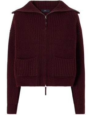arch4 Ribbed Cashmere Zip-Up Cardigan - Purple