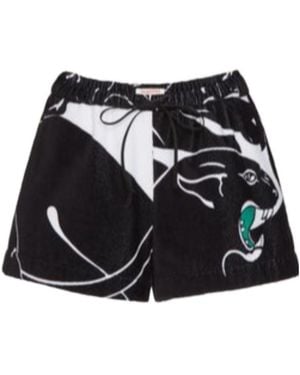 Valentino Panther-Print Shorts - Black