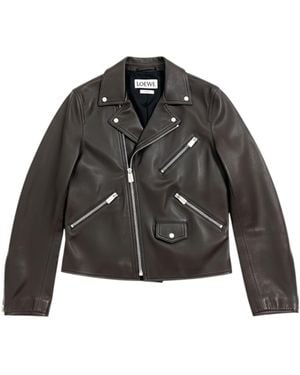 Loewe Leather Jacket, Nappa Leather Biker Jacket - Black