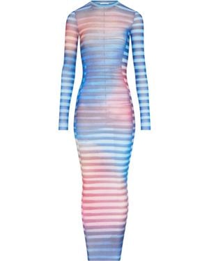 Jean Paul Gaultier Gradient Mesh Long Dress - Blue