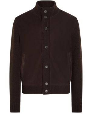 ZEGNA Long Sleeve Panelled Cardigan - Black