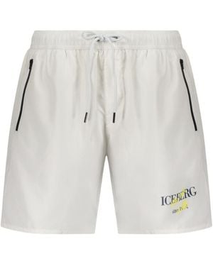 Iceberg Logo Drawstring Swim Shorts - Gray