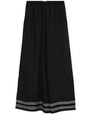 Bode Elastic Waist Wide-Leg Casual Trousers - Black
