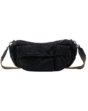 DIESEL Multi-Pkts Multipocket Denim Shoulder Bag - Black