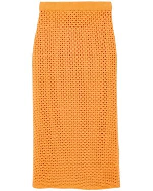 Gabriela Hearst Tana Crocheted Wool And Cashmere-Blend Midi Skirt - Orange