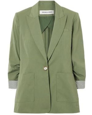 Veronica Beard Cotton-Blend Poplin Blazer - Green