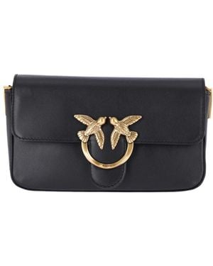 Pinko Logo Plaque Shoulder Bag - Black