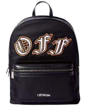 Off-White c/o Virgil Abloh Logo Embroidered Zip-Up Backpack - Black