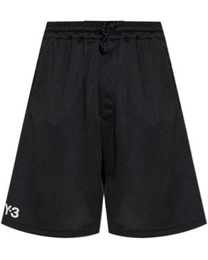 Y-3 Logo Printed Perforated Shorts - Black