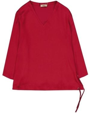 Herno Long-Sleeved V-Neck Top - Red