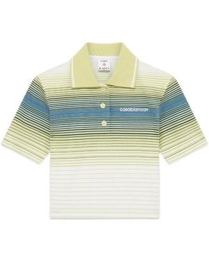 CASABLANCA Striped Polo T-Shirt - Blue