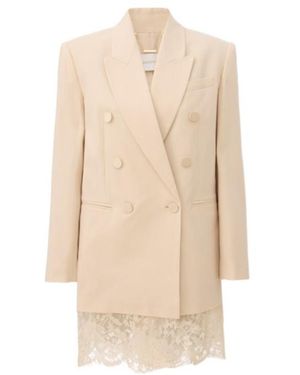 Zimmermann Lace-Trim Double-Breasted Blazer - Natural