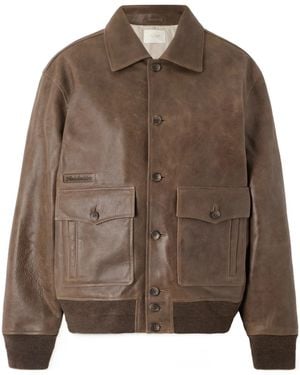 Aimé Leon Dore Long-Sleeved Leather Jacket - Brown