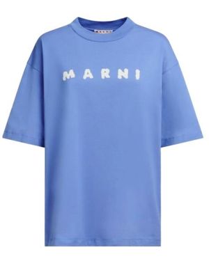 Tシャツ・カットソー Marni Oversized Crew Neck T-Shirt With Scribbled Logo Marni Oversized Crew Neck T-shirt With Scribbled Logo In